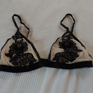 Nude bralette with black applique. New.
